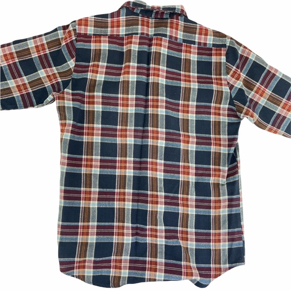 Vintage Red and Blue Plaid Flannel Shirt, Med Tall - Picture 3 of 11